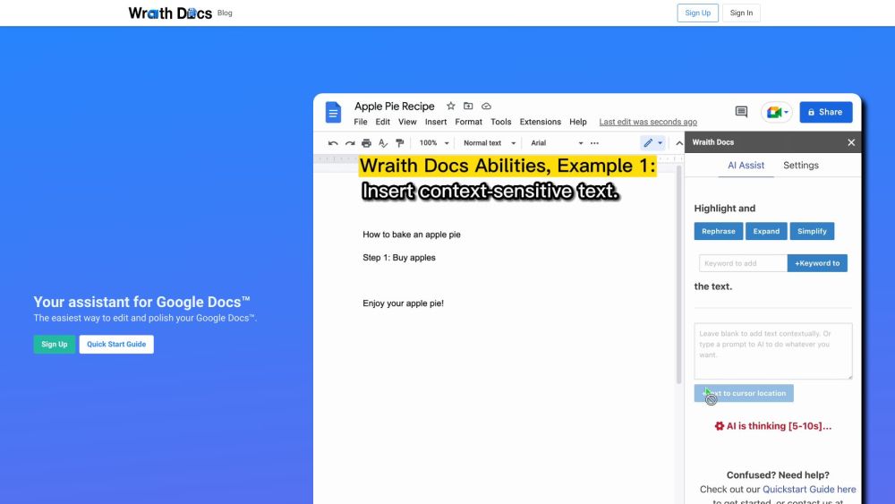 Wraith Docs: AI Writing, Editing Tools for Google Docs Efficiency
