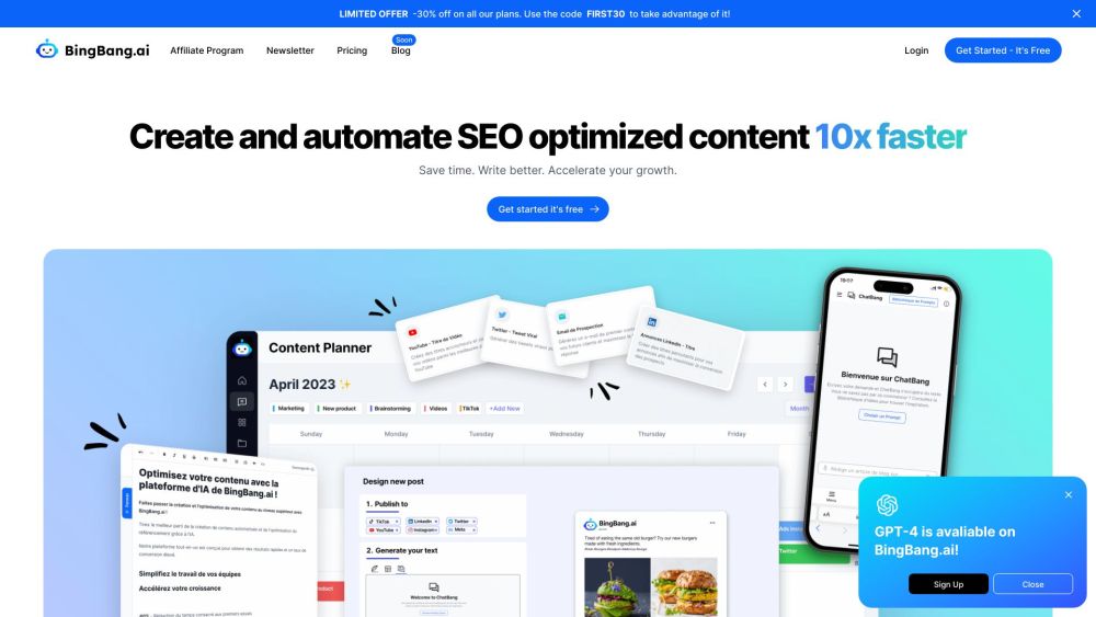 BingBang.ai: AI-Driven Content, 10x Faster, Boost Productivity