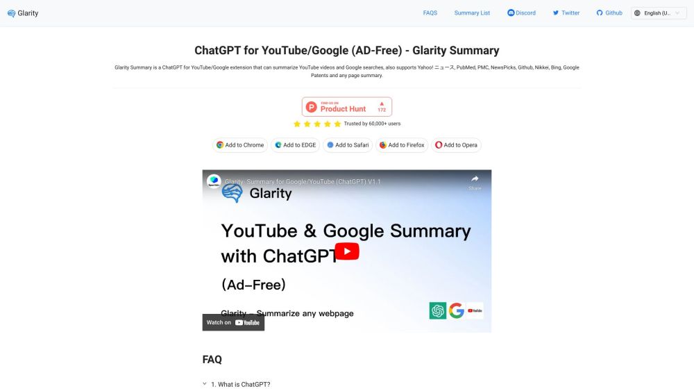 Glarity Summary: Summarizes YouTube, Google Results, News & More with ChatGPT