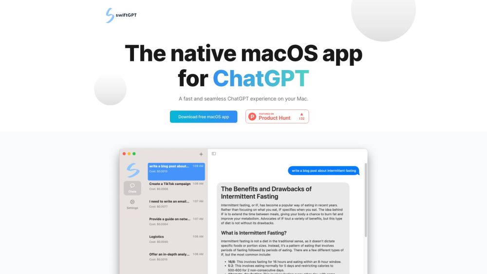 swiftGPT.app: Native macOS Tool for Seamless AI Chat Experiences