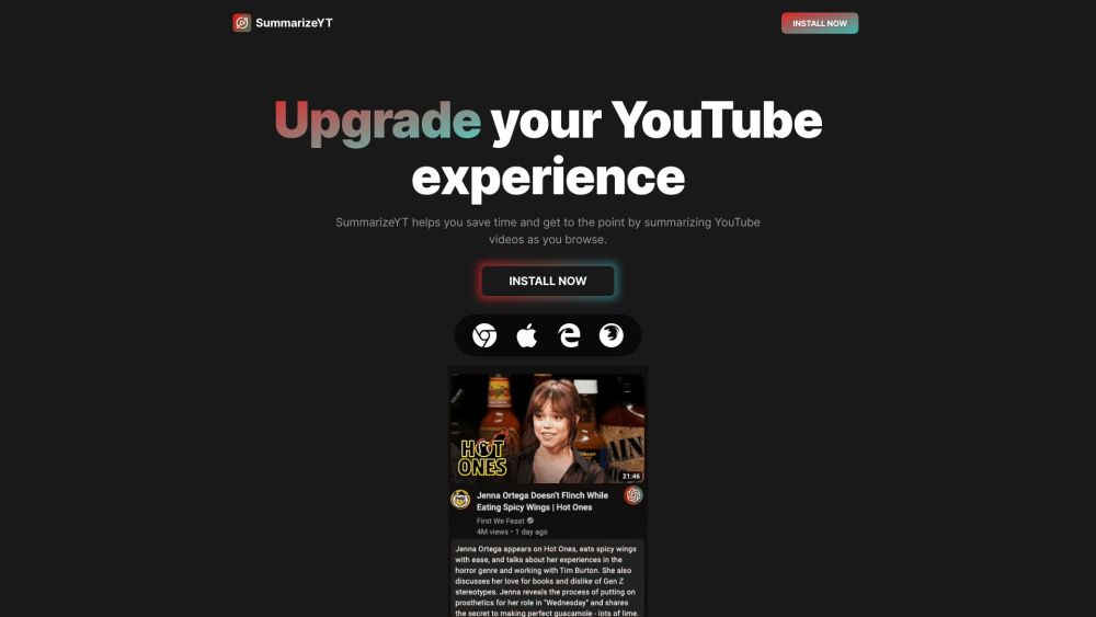 SummarizeYT: Quick Video Summaries, Save Time, Enhance YouTube Browsing