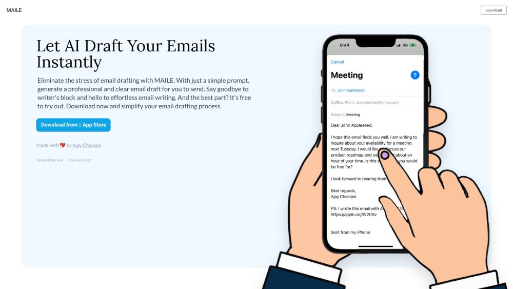 MAILE: AI Email Drafting, Effortless iPhone Use, Professional Content