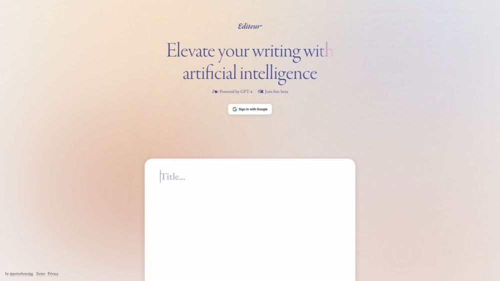 Editeur: AI-Powered Writing Aid with GPT-4 for Creativity & Quality Content