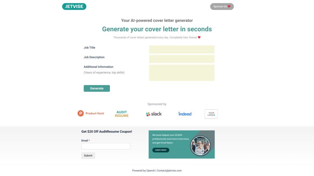 AI Cover Letter Generator: Fast, Personalized, AI-Enhanced Job Tools