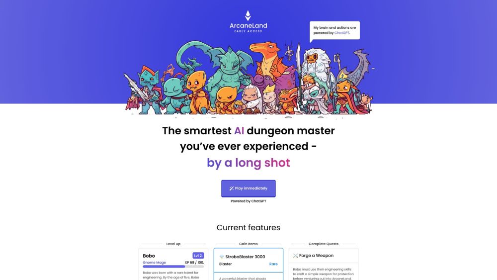 ArcaneLand: ChatGPT Text Game with Quests, Items & XP