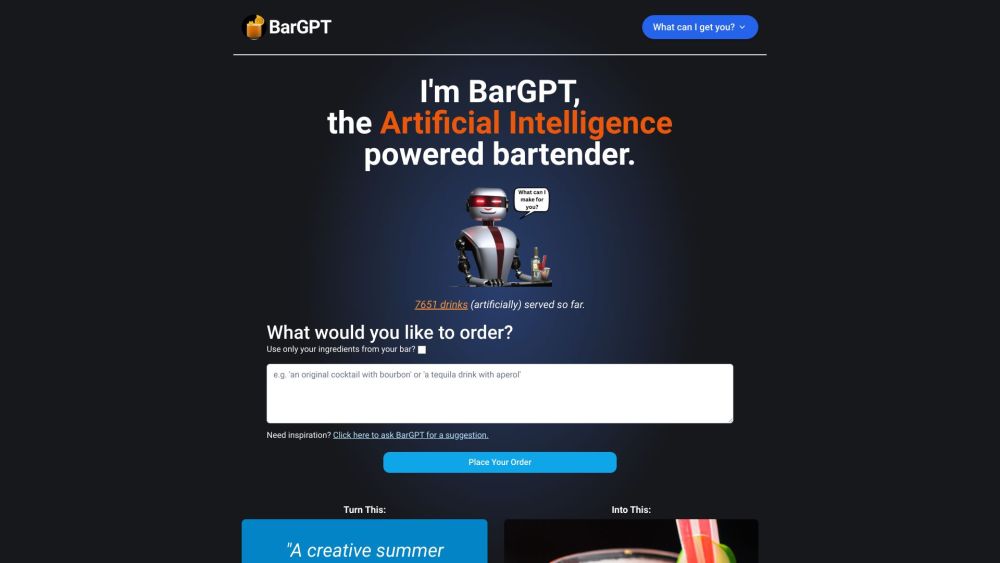 BarGPT: AI Bartender Creates Unique Cocktails – Taste the Future!