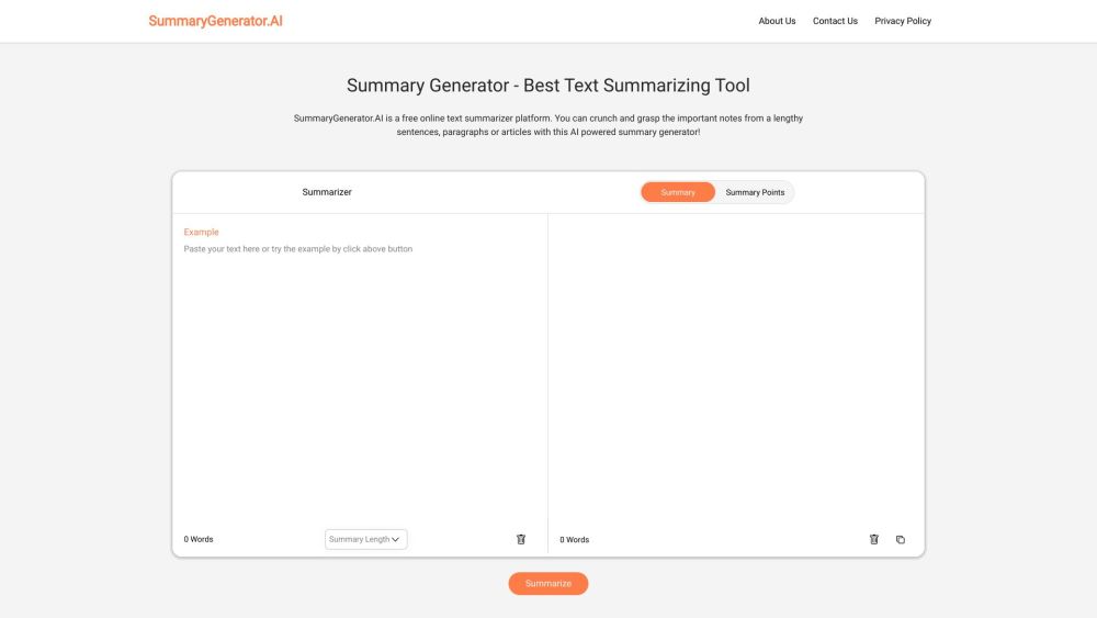 SummaryGenerator.AI: Free AI Tool, Accurate & Concise Summaries
