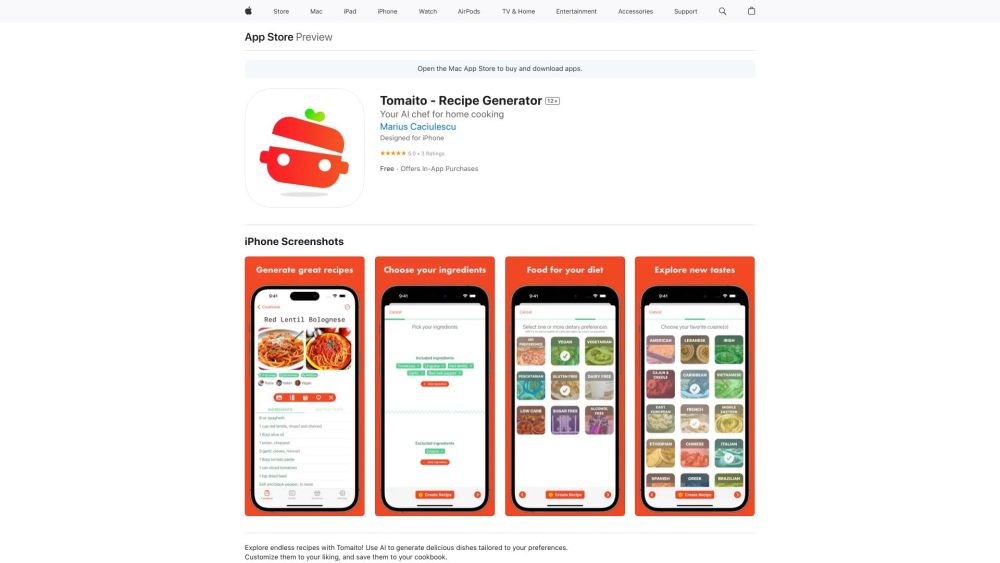 Tomaito: AI Recipes & Image Generator for Custom Dishes