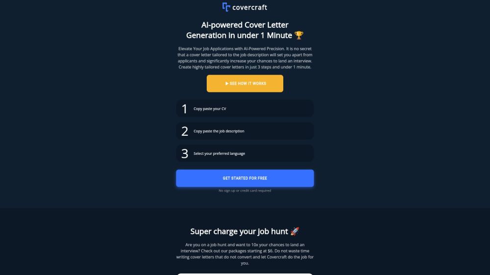 Covercraft: AI-Powered, Personalized, Effortless, Tailored, Dream Job