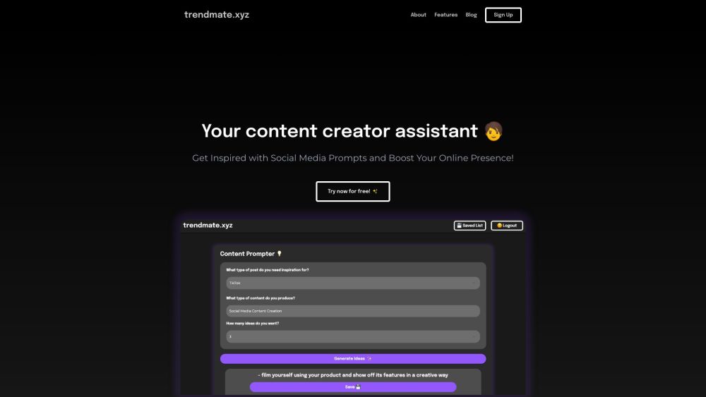 Trendmate.xyz: AI Content Ideas for Marketers & Creators