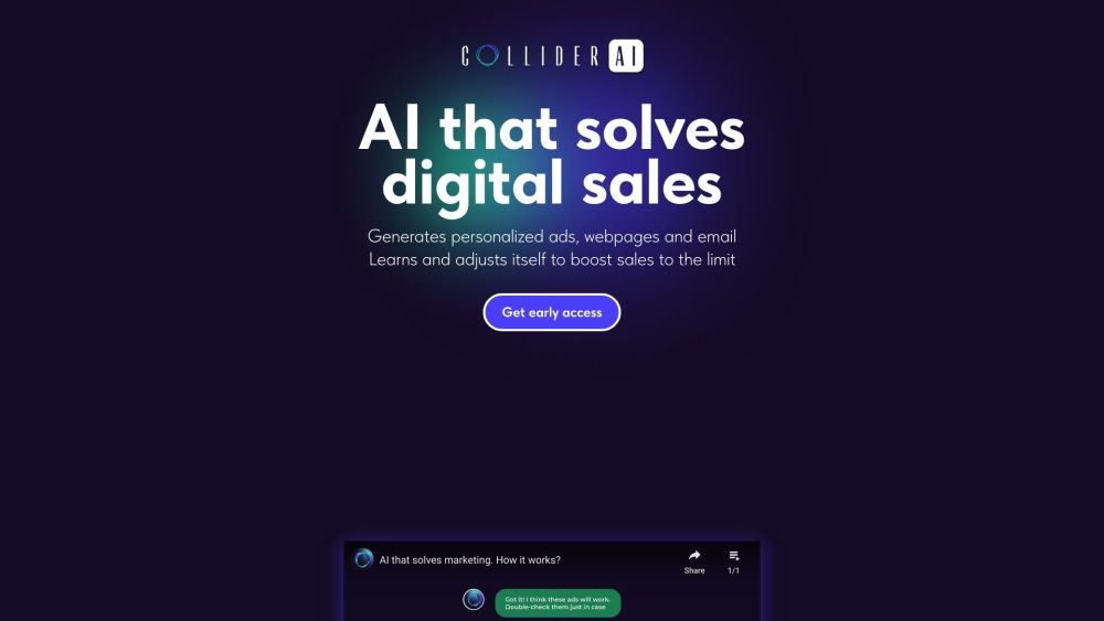 Collider AI: AI-Powered Marketing Solution for Maximized Sales : Personalized Ads, Webpages, Emails, ROI Optimization