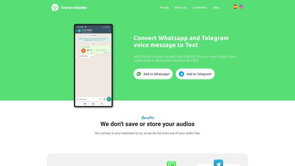 TranscribeMe: Instant Free Text from WhatsApp & Telegram Audios