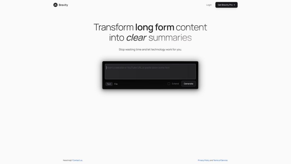 Brevity: AI-Powered Summaries : Condense Long Texts, Overcome Info Overload