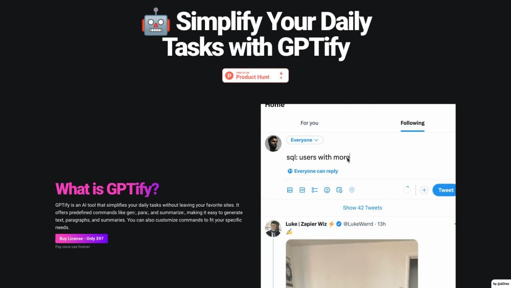 GPTify: AI Tool for Custom Commands & Easy Text Generation