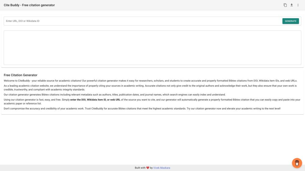 Cite Buddy: Free, Unlimited, Accurate Bibtex Citations for Academics