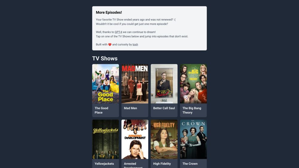 More Episodes!: AI GPT-4 TV Show Sequels, Continue Your Favorites