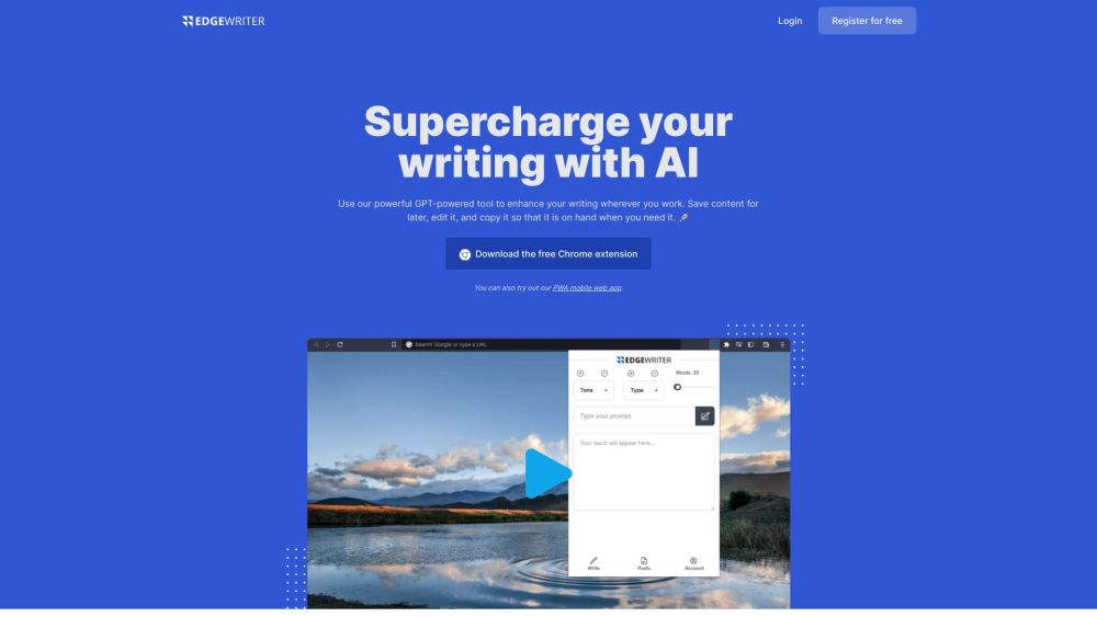 EdgeWriter: AI Writing Tool with Save, Edit, Copy for Flexibility