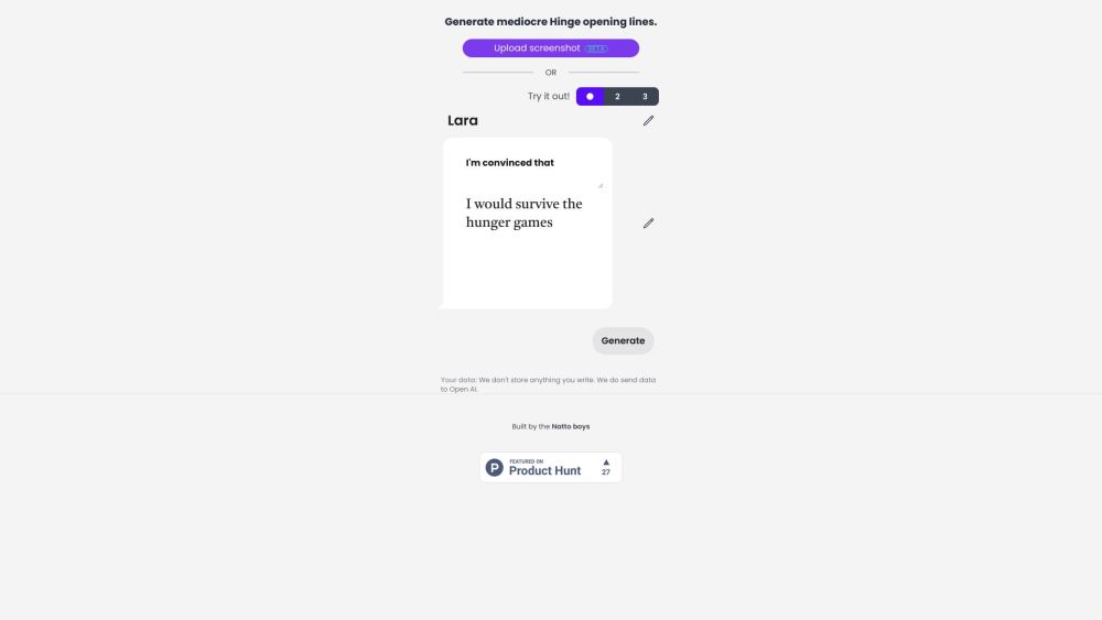 HingeGPT: AI-Crafted Dating Lines for Humor & Fun in Apps