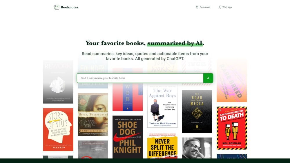 Booknotes: AI Summaries, Key Ideas, Quotes, ChatGPT-Powered Insights