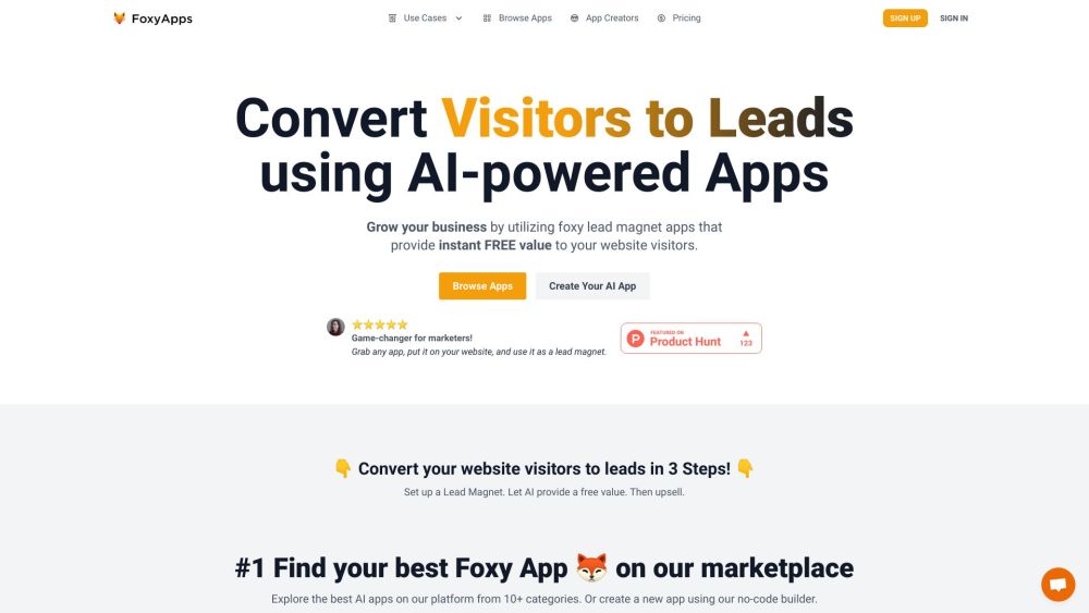 FoxyApps: AI-Powered App Creation, No Code Needed for All Users