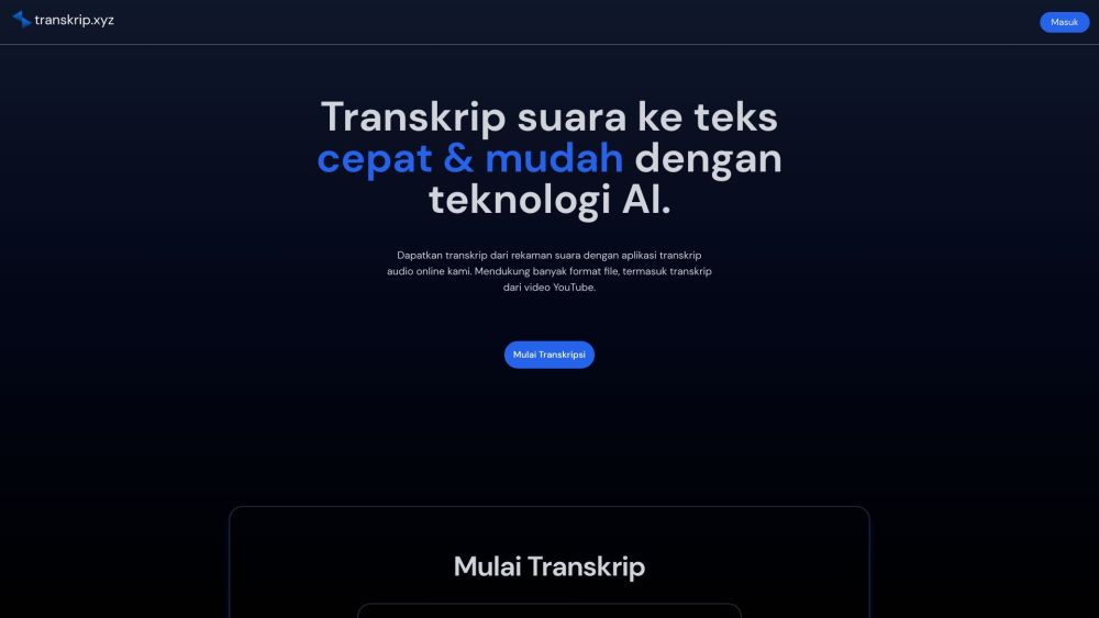 Transkrip.xyz : AI Transcription, Unlimited Duration, High Accuracy