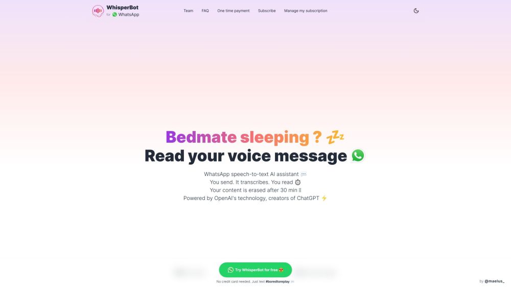 WhisperBot: AI-Powered Voice to Text, 57+ Languages, Discreet & Time-Saving