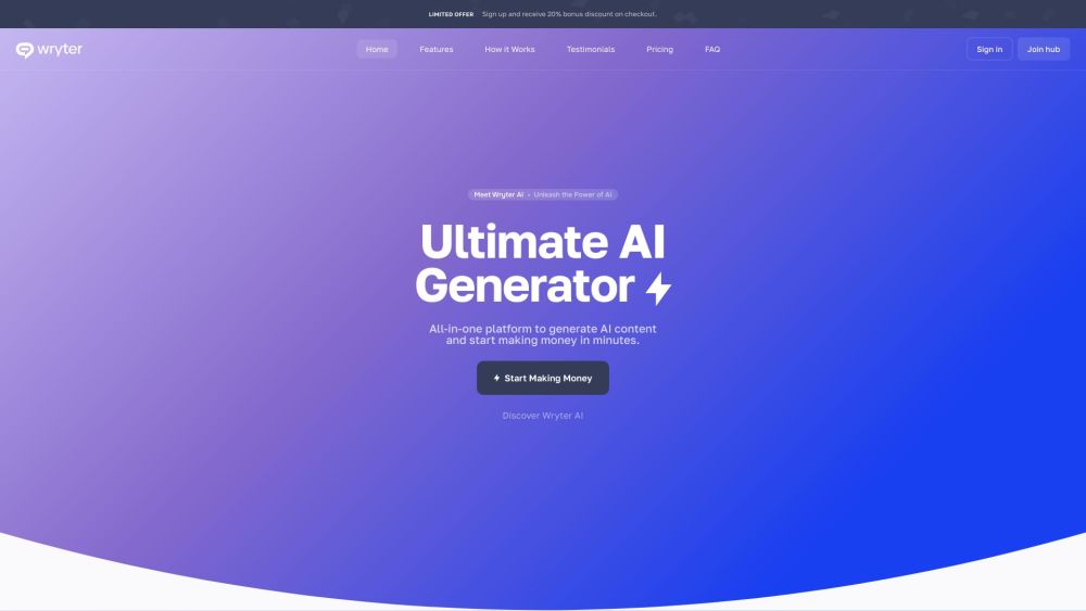 Wryter AI: Boost Productivity, Unlock Creativity, Transform Content