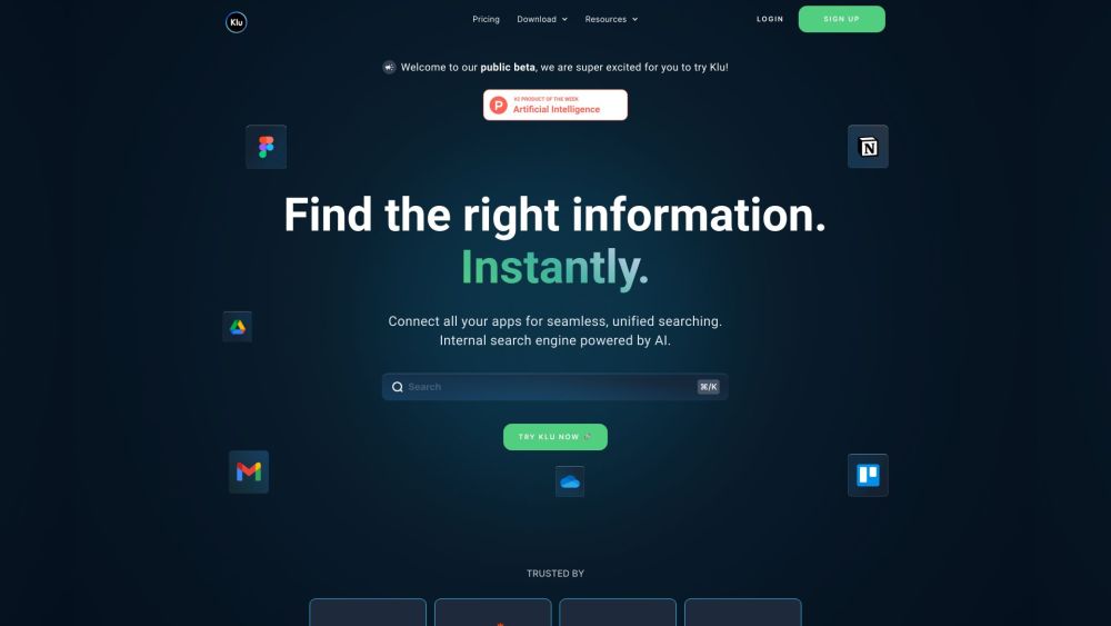 Klu: One Search for Slack, Drive, Notion & More – Fast, Unified