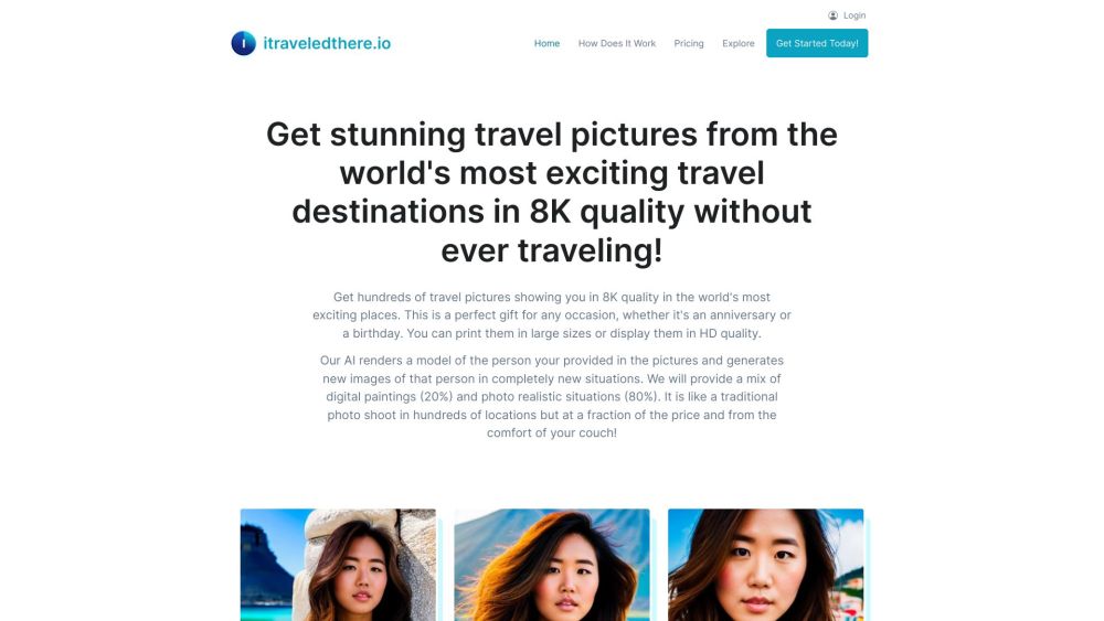 itraveledthere.io: 8K Travel Photos & AI-Powered Selfie Edits