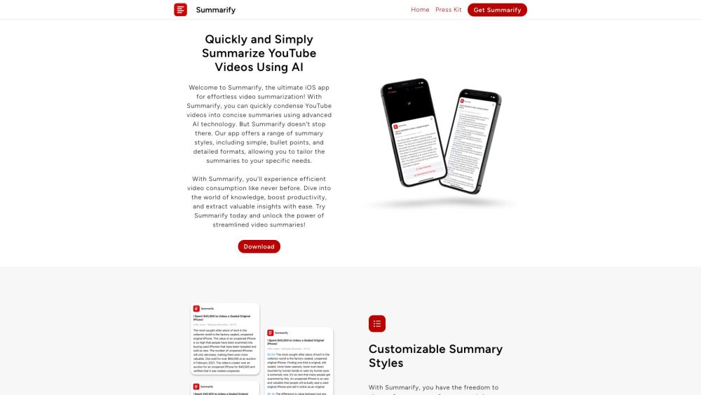 Summarify AI: Condense YouTube Videos, Advanced AI, Faster Consumption