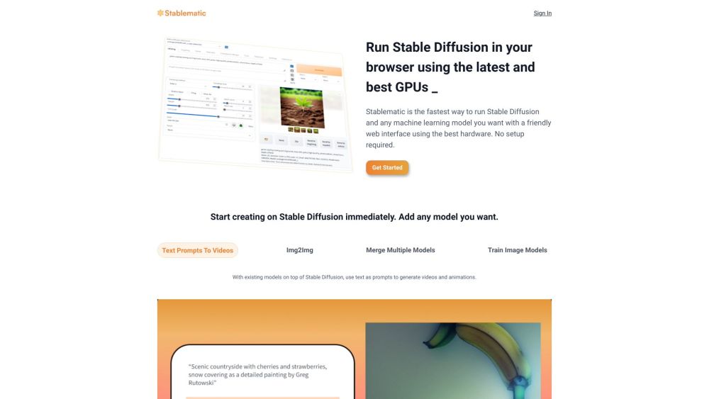 Stablematic: Web-Based AI Modeling with Latest GPUs : Run Stable Diffusion & ML Models Instantly