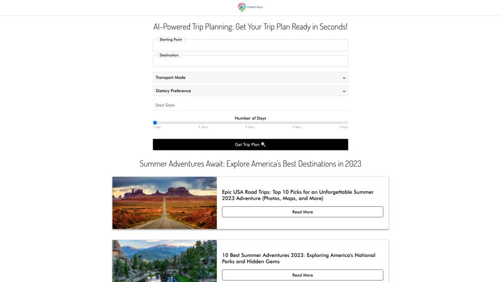 TripTrio.co: AI-Powered Customized Travel Planning in Seconds : Personalized Itineraries, Smarter Travel Planning, Fast & Easy