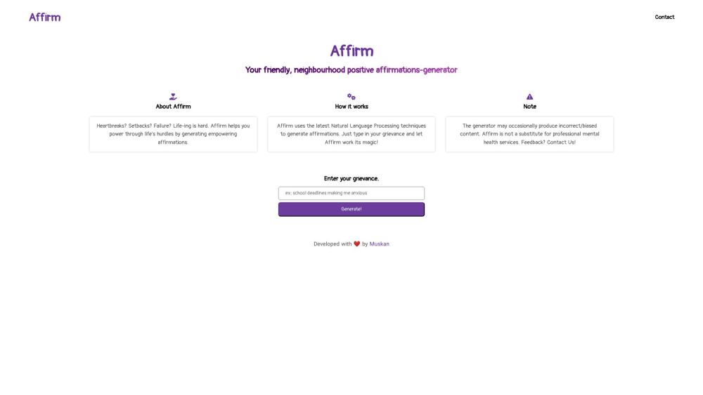 Affirm : Empowering Affirmations to Overcome Failures and Rejections