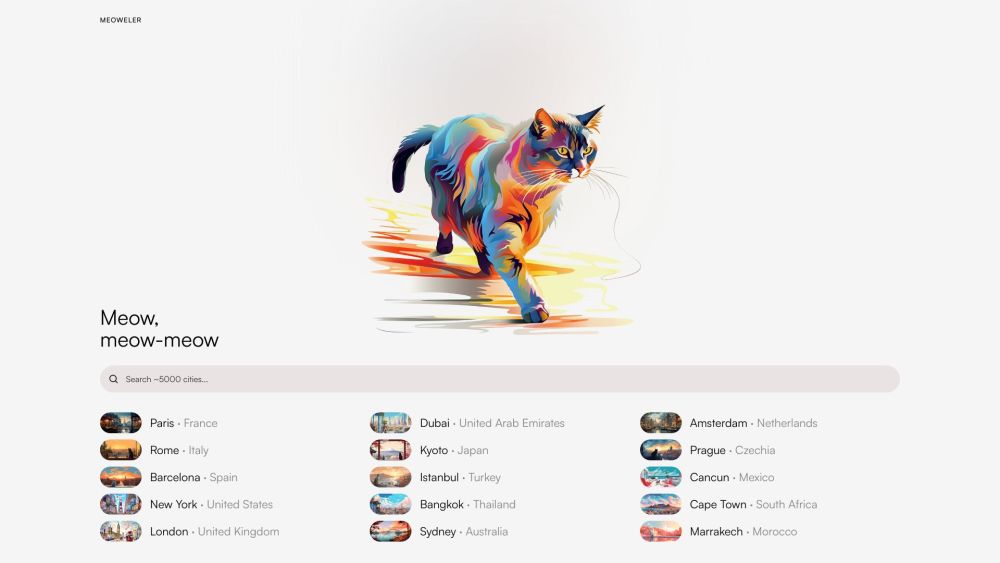 Meoweler.com: Global City Guide & Travel Search Platform – Discover Top Destinations & Plan Adventures - Featured on Best AI Tool