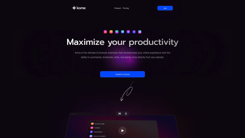 Kome: AI Extension : Summarize, Bookmark, Organize & Enhance Browsing