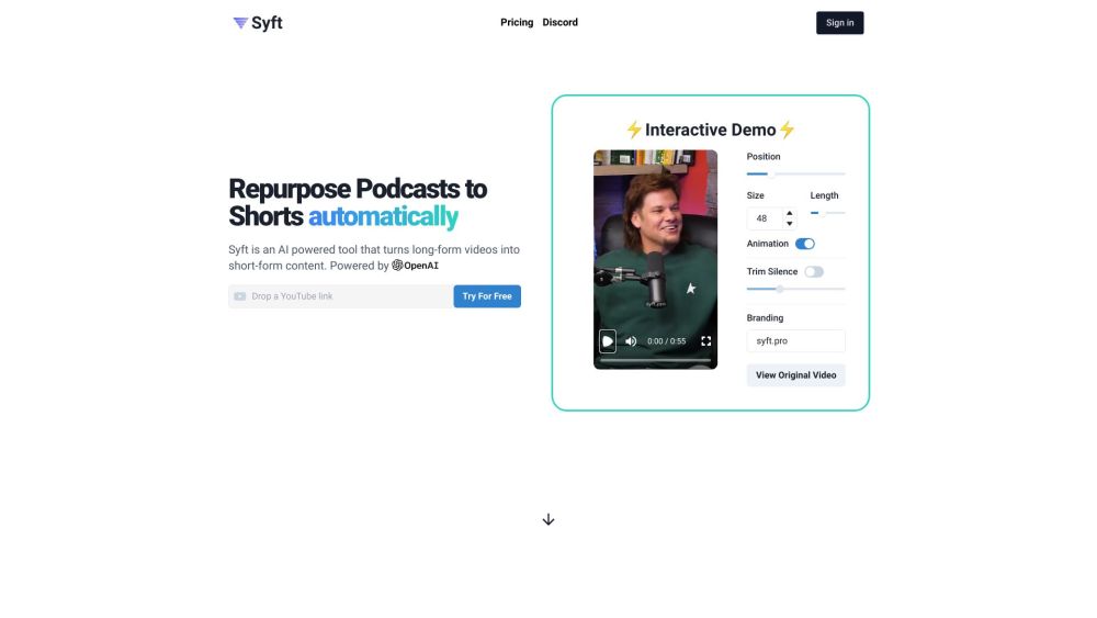 Syft: AI-Powered Podcast Clip Generator for TikTok, YouTube Shorts, Instagram Reels – Save Time with High-Quality Short-Form Content