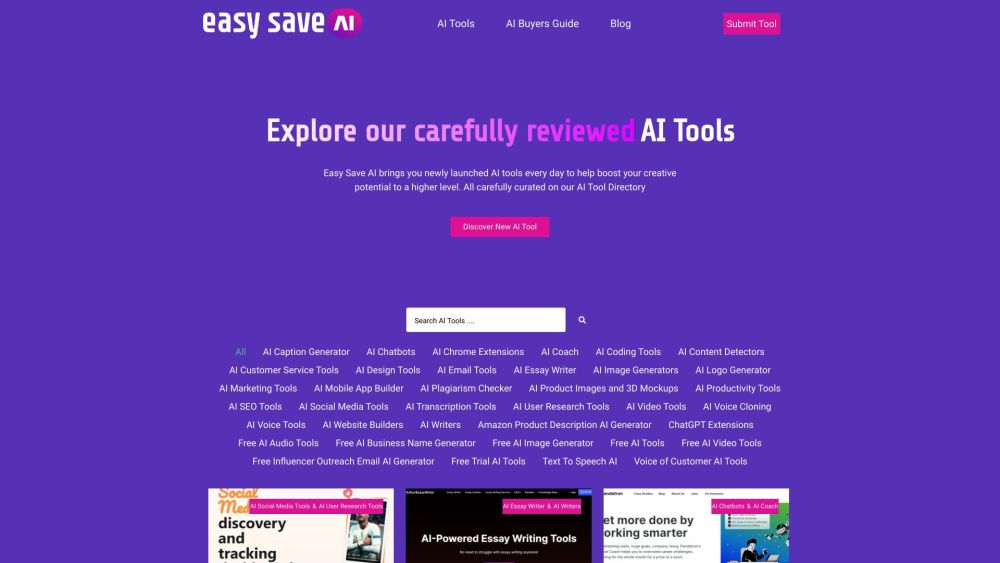 Easy Save AI: Curated Digital Marketing AI Tools Directory