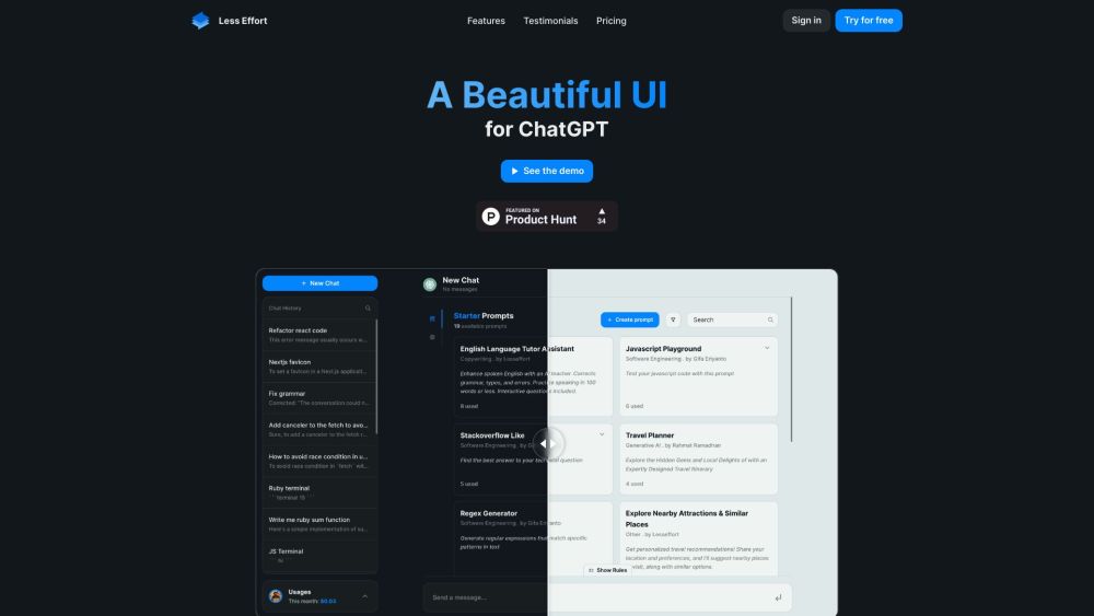 Lesseffort: Stunning, User-Friendly UI for Seamless ChatGPT Conversations