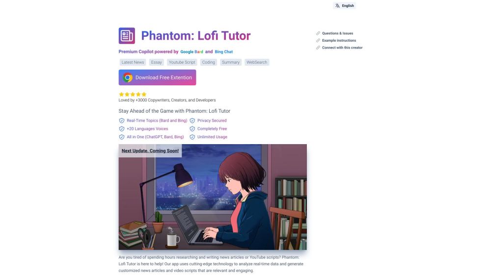 ChatGPT Phantom: AI Tools, Lofi Music, Custom News/Articles