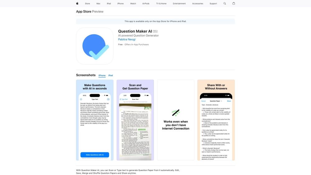 Question Maker AI: Scan, Type, Edit, Merge, Shuffle & Share