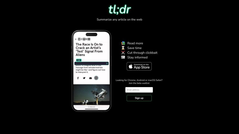 tl;dr AI : Instant Article Summaries, Save Time, Stay Informed