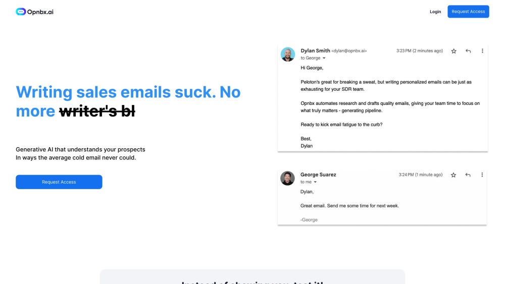 Opnbx.ai: AI Email Generator for Personalized Sales Boost