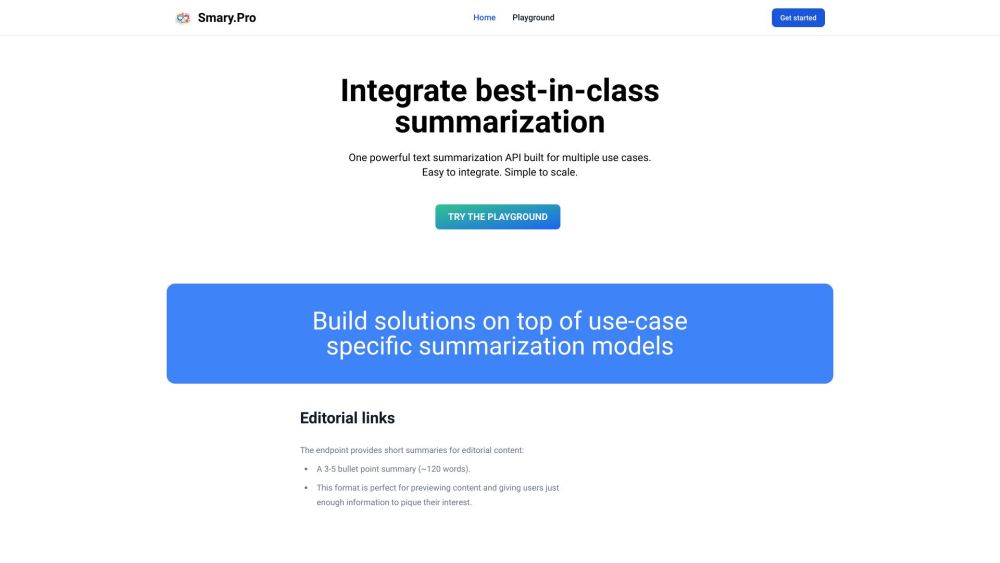 Smary.Pro: AI Summarization API for Bullet Points & Previews