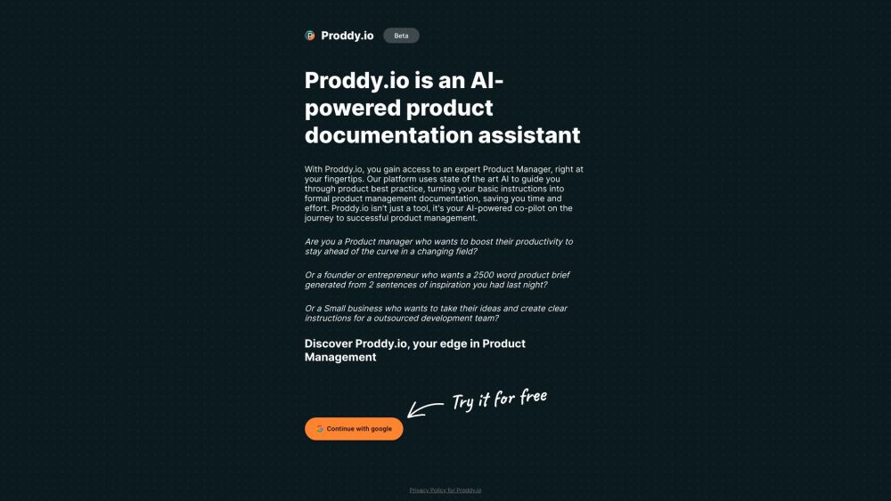Proddy.io: AI Assistant for Product Management & Development : Streamline Dev, Gain Insights, Boost Creativity