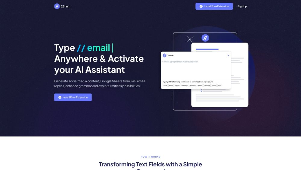2Slash: AI Text Field Assistant : Emails, Translations, Grammar, Code