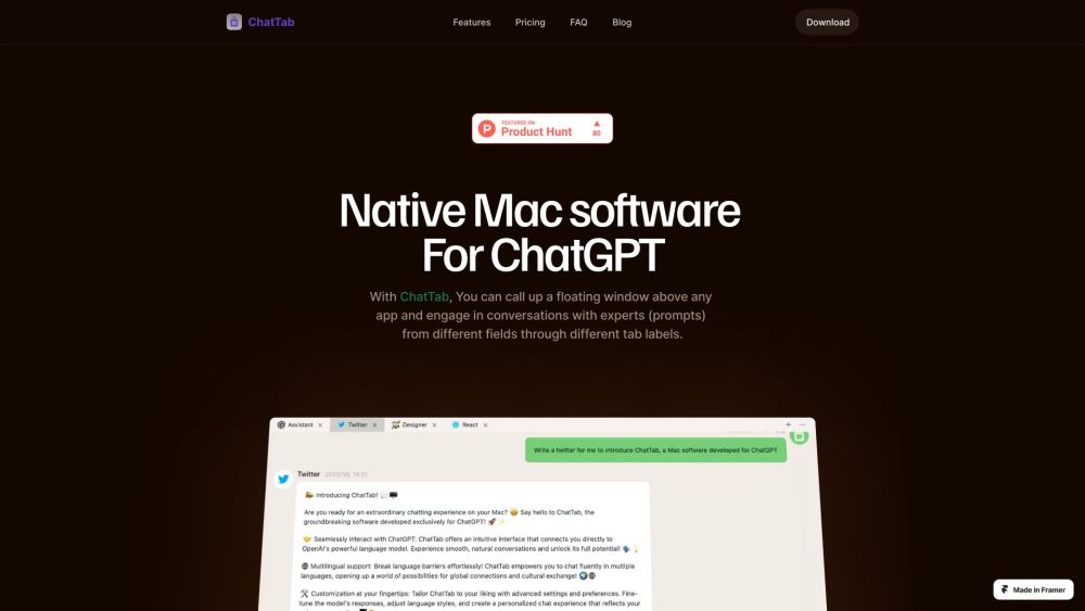 ChatTab: Hotkey Access, Floating Window, Expert ChatGPT