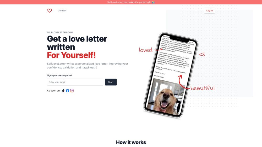 SelfLoveLetter: Personalized Confidence-Boosting Love Letters : Uplifting Messages for Self-Love & Inner Strength