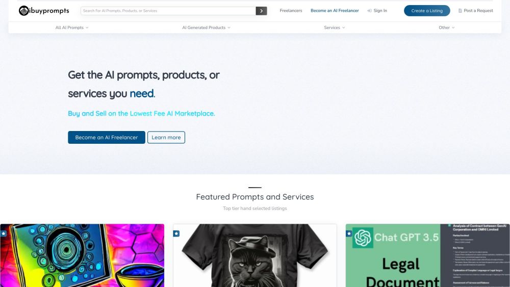 Ibuyprompts: AI Marketplace for Freelancers & AI Solutions
