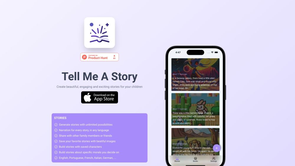 Tell Me A Story: Create, Narrate, Save, Share Tales In Any Language