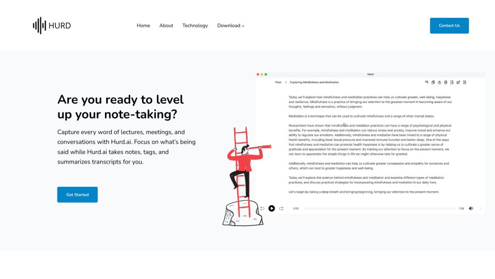 Hurd AI: Transcribe, Summarize Lectures, Meetings & Organize Notes